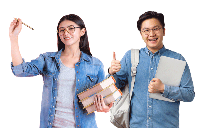 Siswa dan siswi belajar dengan semangat